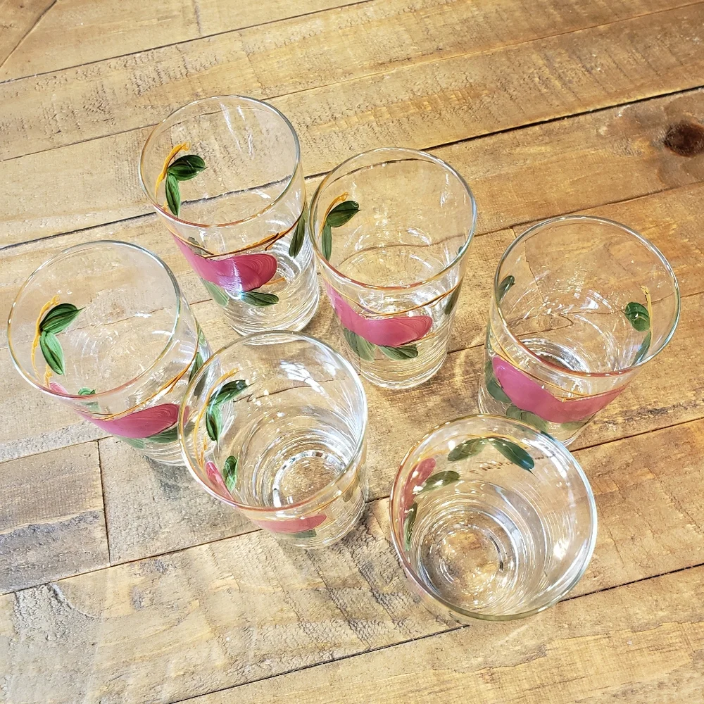 Franciscan Apple Tumbler Set of 6 Six Glasses Vintage Anchor Hocking Glassware - Picture 8 of 11